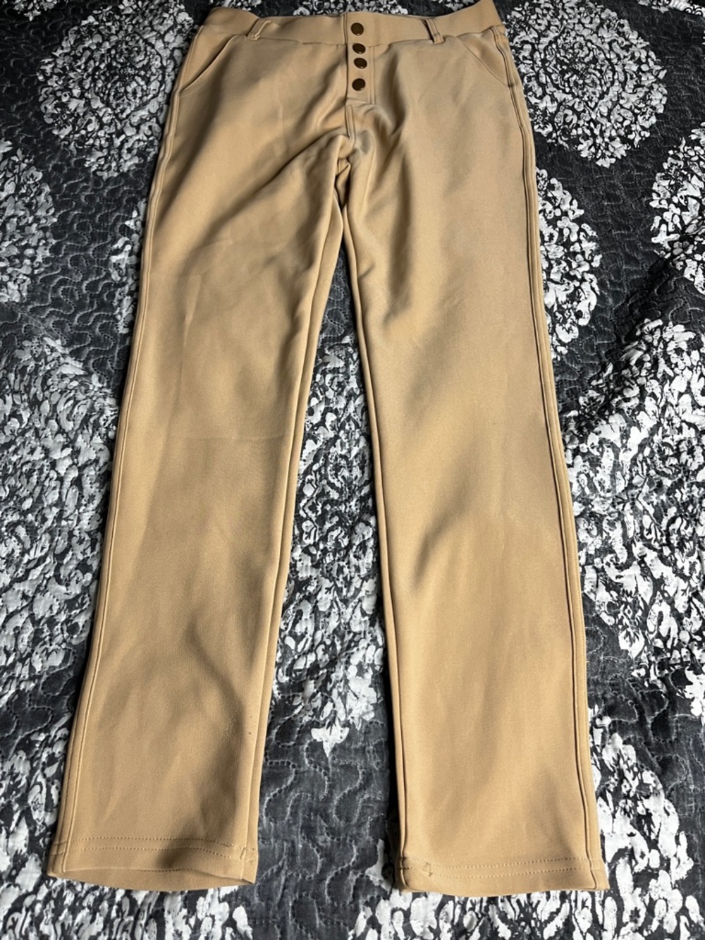 Women’s Classic Tan Chino Pants with Button Fly